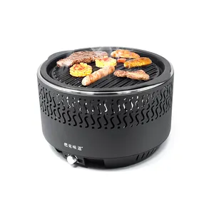 Sunlife पोर्टेबल आउटडोर कच्चा लोहा कोरियाई Barbeque सामान लकड़ी का कोयला रेस्तरां टेबल BBQ Grills