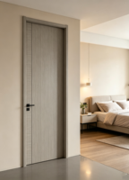 Porte en bois finie pour chambre à coucher, appartement, hôtel, portes intérieures commerciales pour usage domestique