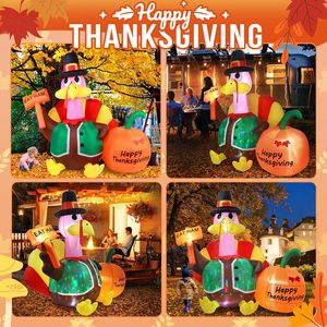 Pavo Gigante Inflable de 6 Pies para Acción de Gracias con Luces LED Giratorias de Colores para Decoración de Jardín Interior y Exterior en Otoño - Product Image 6