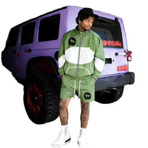 ชุดเซ็ตเสื้อแจ็คเก็ตซิปกันลมผู้ชายปี 2026 กางเกงขาสั้นผ้าไนลอนสั่งทำพิเศษ ชุดเซ็ตกางเกงขาสั้นผู้ชายผ้าโพลีเอสเตอร์ ชุดเซ็ตเสื้อแจ็คเก็ตกันลมผู้ชาย - Product Image 1