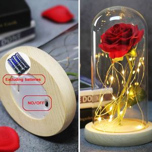 Rose éternelle lumière LED couvercle en verre beauté artificielle bête décor à la maison pour l'obtention du diplôme noël saint valentin nouvel an cadeau - Product Image 6