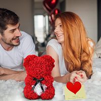 Boneka Beruang Buatan yang Menggemaskan dengan Mawar Buatan - Hadiah Terbaik untuk Hari Valentine, Hari Ibu, Hari Jadi, Ulang Tahun