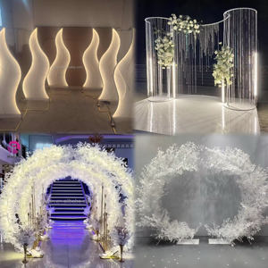 कस्टम पार्टी ने शादी के प्रोप्स आयरन स्क्रीन वेडिंग स्टेज गोल्ड मेटल आर्क की पृष्ठभूमि स्वागत क्षेत्र सजावट की - Product Image 6