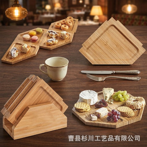 Wooden Cheese Board <b>Set</b> Modular Serving Tray Solid Wood Irregular Shape For Kitchen Dining - Product Image 3