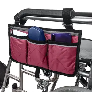Bolsa de almacenamiento organizador lateral para silla de ruedas, duradera, multicolor, con 4 bolsillos
