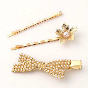 Barrettes à cheveux en alliage de style coréen avec nœud en perles et motif floral, pince latérale pour usage quotidien, fabriquées en Chine - Product Image 2