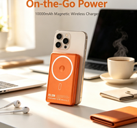 Banco de Energía Inalámbrico Magnético de Carga Rápida PD de 10000 mAh con Pantalla Digital, Mini Banco de Energía Externo Portátil para Teléfonos iPhone y Android