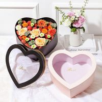 Cadeau de la Saint-Valentin, boîte en carton en forme de cœur d'amour, 2 pièces, bouquet, grande boîte en forme de cœur, fenêtre transparente, boîte cadeau pour fleurs