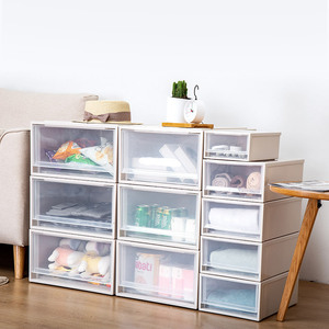 Clothing Organizer Transparent <b>Storage</b> Boxes Rectangle <b>Stackable</b> With Lid Drawer Style <b>Wardrobe</b> <b>Storage</b> Solution - Product Image 2