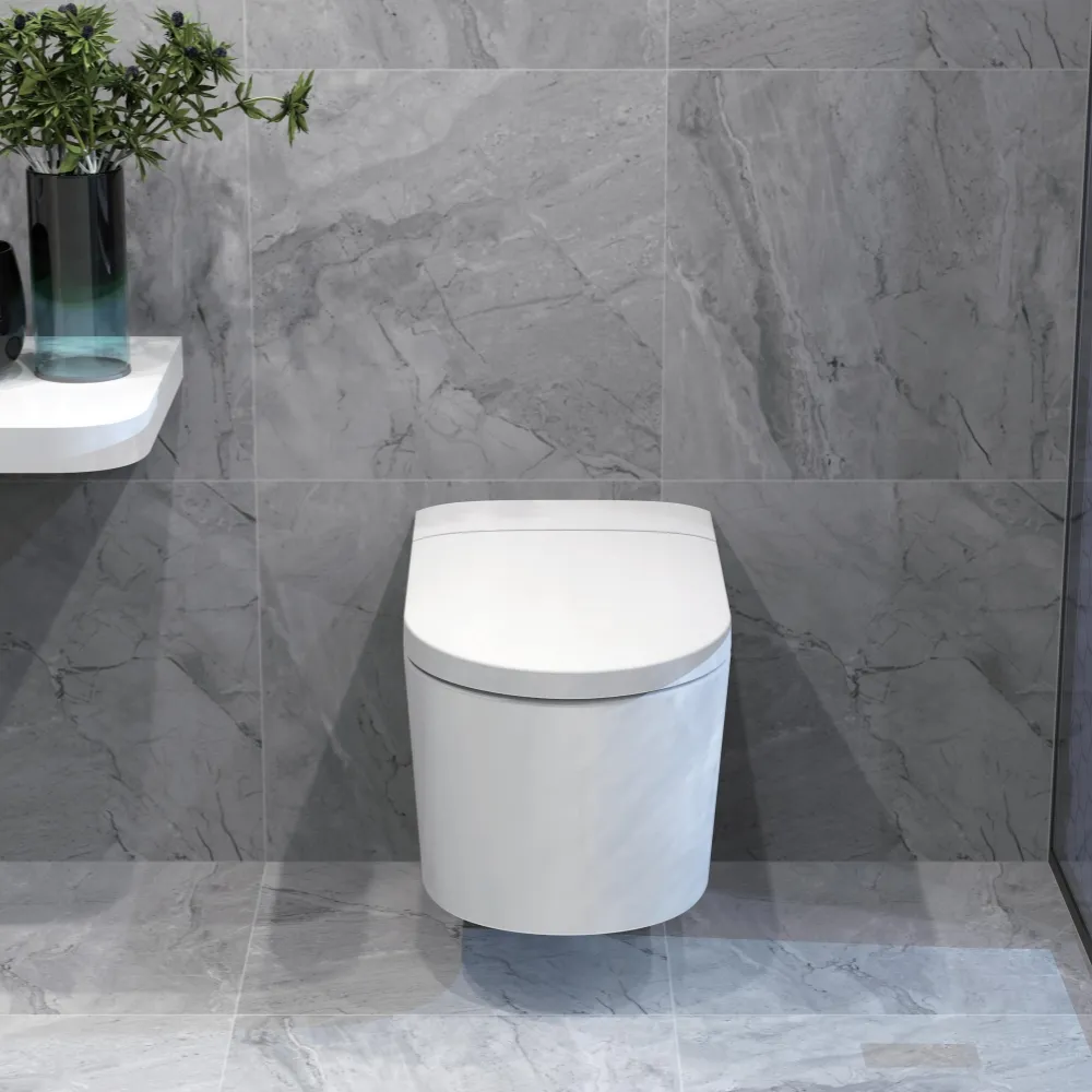 HLLI bathroom new design white wall-mounted vanity with mirror bathroom smart toilet
