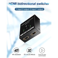 Répartiteur Vidéo Audio Bidirectionnel 2-en-1 HDTV 2 Ports 4K 1080P HD pour PC, Ordinateur Portable, Switch, PS4, PS5, Xbox, Moniteur, Téléviseur, Projecteur