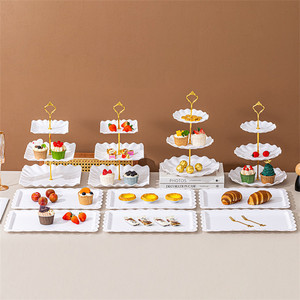 Juego de 10 Platos de Plástico para Frutas, Postres, Bocadillos y Pasteles, Soporte de Exhibición para Decoración de Hogar, Bodas y Fiestas de Cumpleaños, Venta al Por Mayor - Product Image 1