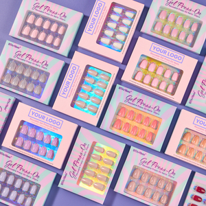 Kit de 30 faux ongles de luxe faits main à la française, à presser, vente en gros, faux ongles artificiels avec colle - Product Image 1