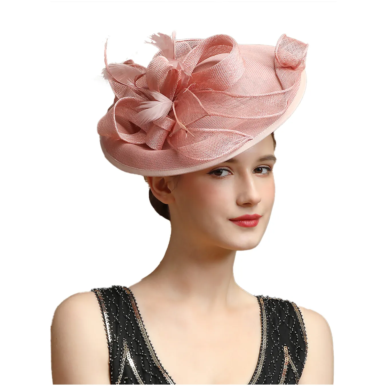 Gran oferta Sinamay Fascinator sombrero de boda perfecto único Derby sombrero de fiesta moda Iglesia sombreros novia diadema tocados para mujeres