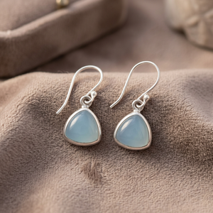 Pendientes Colgantes Boho de Plata 925 con Calcedonia Azul Vintage, Joyería Hecha a Mano, Regalo para Mujer, Boda, Fiesta, Aniversario - Product Image 3