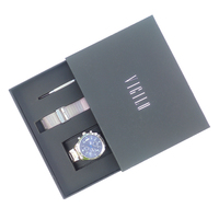 Custom OEM Band Logo ODM carta orologio scatola Custom all'ingrosso in cartone rigido in pelle nera per orologi e strumenti scatola di carta