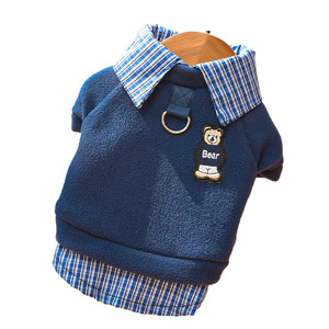 Miu Series Fleece Pet Shirt Winter Warm <b>Clothes</b> <b>For</b> Dogs <b>Cats</b> Teddy Bear Cute Animal Pattern Blue Red Size S M L - Product Image 5