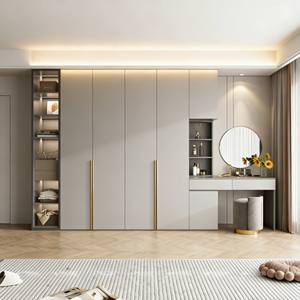 BALOM 2026 Custom Luxury Modern Wardrobe System With Open <b>Storage</b> Nook & Neutral-Tone Wood Finish for <b>Bedroom</b> Closet Design - Product Image 2
