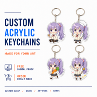 Porte-clés acrylique anime personnalisé, impression UV couleur, acrylique 3mm, fermoir mousqueton, échantillon artistique gratuit, vente en gros usine OEM