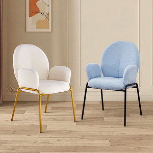 Chaise d'Appoint Moderne en Tissu Boucle Pieds en Métal Doré <span class=keywords><strong>Fauteuil</strong></span> Rembourré Confortable pour Salon Chambre Bureau Décor - Product Image 4