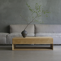 Table basse Wabi Sabi en chêne massif, rectangulaire, avec étagère ouverte, pour boutique et détaillant