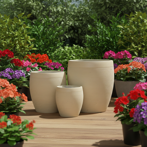 Pot de fleurs rond <span class=keywords><strong>en</strong></span> fibreclay texturé rouge rouille, sculpté à la main, écologique et durable, avec trou de drainage pour la maison et le jardin - Product Image 4