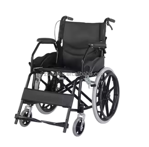 Silla de Ruedas <span class=keywords><strong>Manual</strong></span> de Acero Negro con Recubrimiento en Polvo, con Respaldo Reclinable, Reposabrazos Fijos y Reposapiés Desmontables - Product Image 2