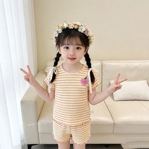 Abbigliamento per <span class=keywords><strong>Bambina</strong></span>, Completo Estivo per Bimba, Top con Fiocco a Maniche Corte e <span class=keywords><strong>Pantaloncini</strong></span> con Volant, Set 2 Pezzi, 1-5 Anni - Product Image 5