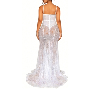 Women's Sheer Lace Corset Bodice Maxi Dress <b>Spaghetti</b> <b>Strap</b> Evening Gown Dresses Womens Clothes Fashion - Product Image 3