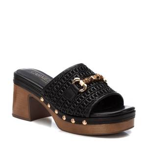 Carmela Women's Heeled Slipper Black 162334 Platform <b>Sandals</b> With Studs And Buckle Detail - Product Image 2