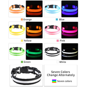 MHC 브라이트 고시인성 USB 충전식 LED 개 목걸이 (3가지 모드, 야간 산책용 조절 가능 폴리에스터 소재) - Product Image 5