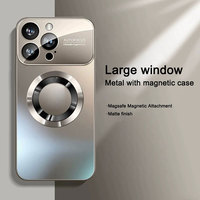 Étui de téléphone de luxe en TPU et verre pour 16/15 Plus Pro Max, motif CD, grande fenêtre, protection de l'objectif de l'appareil photo, antichoc magnétique