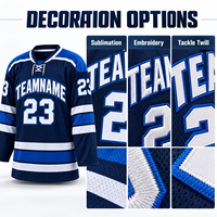 Jersey Hoki Es Kustom Nama Tim dan Nomor yang Dapat Dipersonalisasi, Bahan Mesh Bernapas, Sublimasi, Seragam Tim Hoki untuk Klub dan Liga