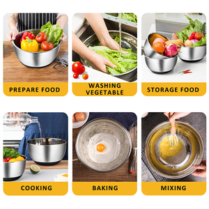 Juego de 8 piezas personalizado al por mayor cocina fondo antideslizante tazón para ensaladas y verduras juego de tazón de acero inoxidable con cepilladora de melón - Product Image 6