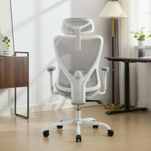 <span class=keywords><strong>Ergohuman</strong></span> <span class=keywords><strong>Silla</strong></span> de oficina ejecutiva Diseño moderno Malla completa Control de alambre giratorio Carcasa blanca Malla gris Elevador <span class=keywords><strong>Silla</strong></span> ajustable - Product Image 2