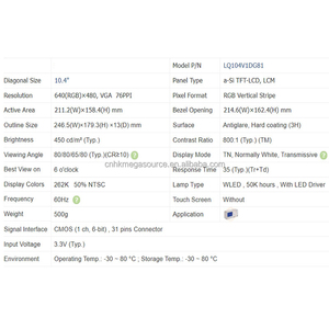 LQ104V1DG81 Pantalla de 10,4 pulgadas 640*480 Pantalla Lcd LQ104V1DG81 Panel Lcd - Product Image 4