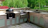 Vermont Luxe Moderne Modulaire Préfabriqué Intégré Portable BBQ Armoire de Cuisine Extérieure avec Grill et Réfrigérateur Sous Pergola