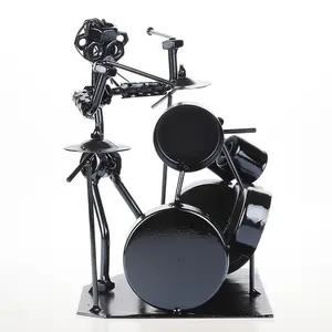 Cao Cấp Neoteric Vui Jazz Drummer Kim Loại Trống Ban Nhạc Iron Man Drum Set Sáng Tạo Trang Trí Phòng Quà Tặng Trang Trí