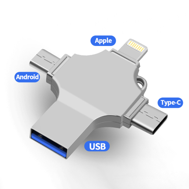 Portable OTG Pendrive 4 in 1 USB Flash Drive 16GB 32GB 64GB 128GB 256GB USB3.1 Memory Stick Pen Drive for Laptop Mobile Phone