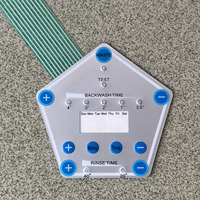 Plaque frontale en membrane de polycarbonate avec touches tactiles, support adhésif, dômes métalliques et revêtement mat pour interfaces de machines