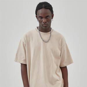 カスタマイズ可能なヘビーウェイトヴィンテージメンズOネック半袖Tシャツ 250gsm 無地 100%コットンニット ルーズフィット 通気性 フォーマル - Product Image 5