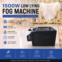 DELIFX Máquina de Niebla Baja Mini de 1500W a Base de Agua, Control Remoto DMX512, Cobertura de Suelo de Plástico de 30m, Sin Hielo Seco, Para Escenarios de Boda