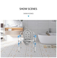 Chaise de toilette mobile en acier au carbone avec accoudoirs pour la sécurité dans la salle de bain, siège de toilette, cadre de toilette, siège de commode