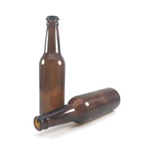 Bouteilles de bière en verre ambré brun de 330 ml de la marque Suther, surface gravée à l'acide, vides avec bouchon couronne, logo personnalisé, prix abordable - Product Image 6