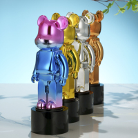 Trophée Ours Violent Créatif et Tendance, Excellent Souvenir Personnalisé en Résine pour Champion d'Équipe, Matériau Cristal