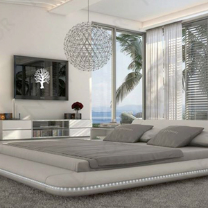 Cama ajustable de masaje, mueble de almacenamiento lujoso de cuero, tamaño King - Product Image 4