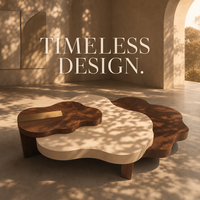 Table basse en bois écologique de luxe, forme nuage irrégulière, design minimaliste, décoration créative pour salon, accent de décoration intérieure moderne