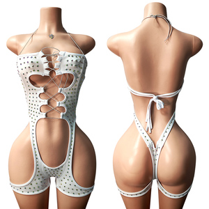 النخب مصدر المصنع بيع بالجملة مخصص حجر الراين ملابس الرقص الغريبة Bodysuits الغريبة قاعة الرقص - Product Image 2