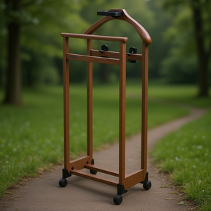 Porte-manteau sur pied The Wearer 46x28x103 cm en bois de hêtre massif et noyer - Product Image 3