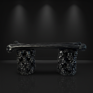 مقعد على شكل جمجمة وعظم بتصميم قوطي - مقعد زخرفي من الراتنج للهالوين، مناسب للمنازل المخيفة والمنازل القوطية والحدائق الخارجية - Product Image 5